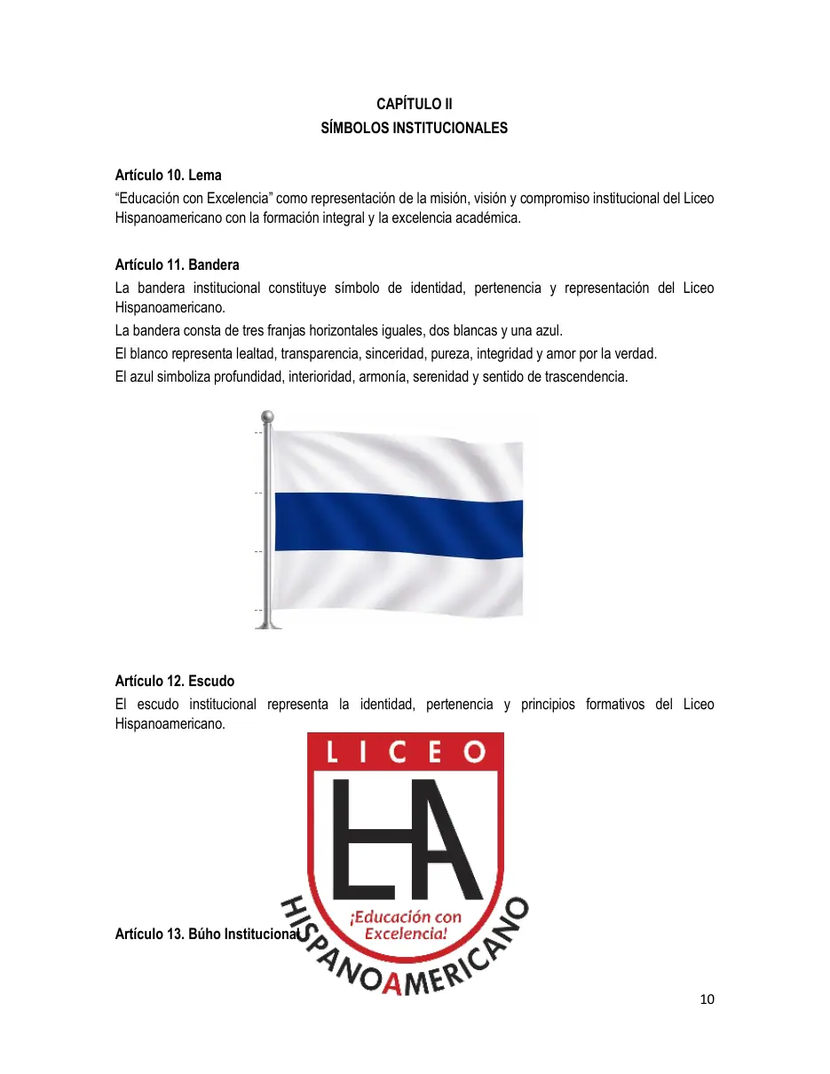 Página del Manual de Convivencia