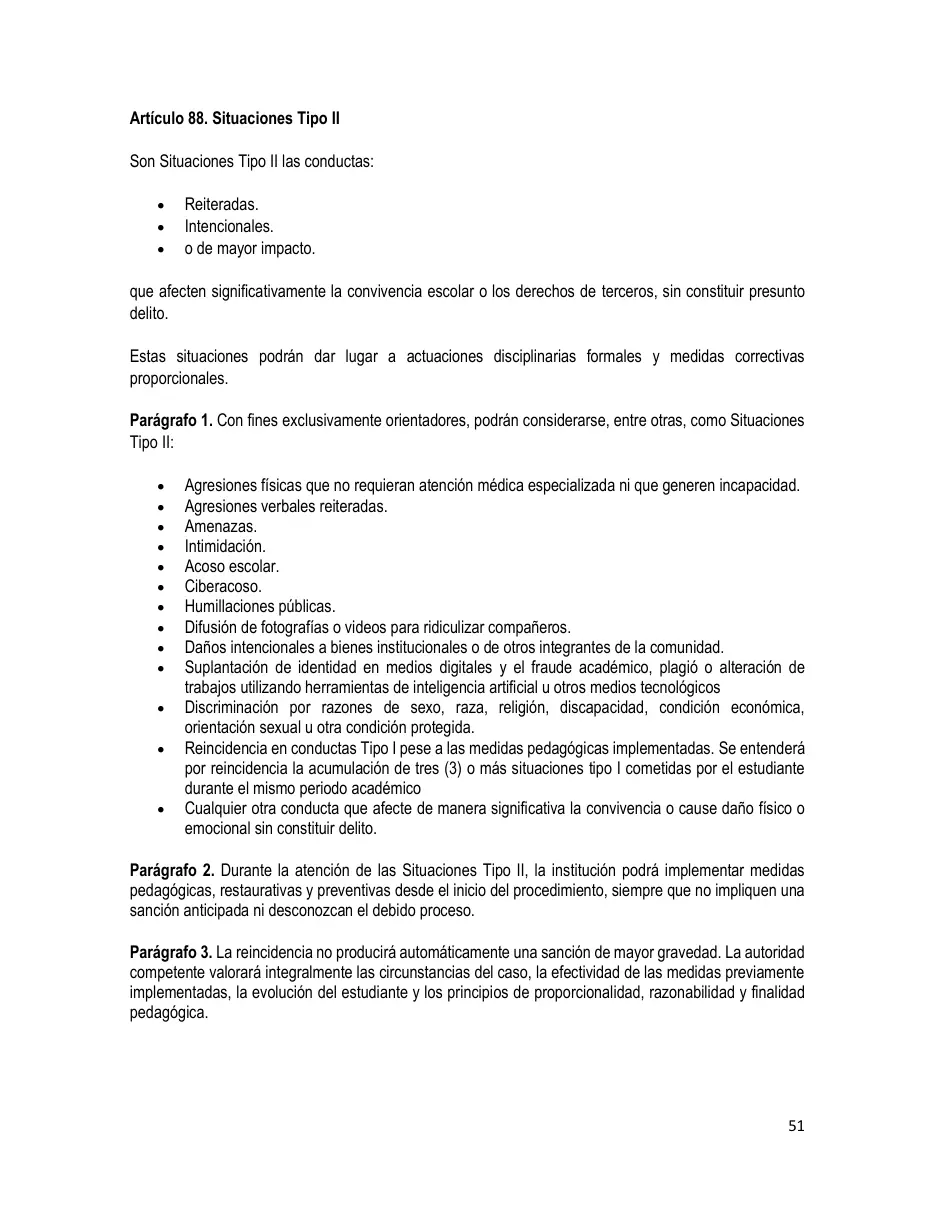 Página del Manual de Convivencia