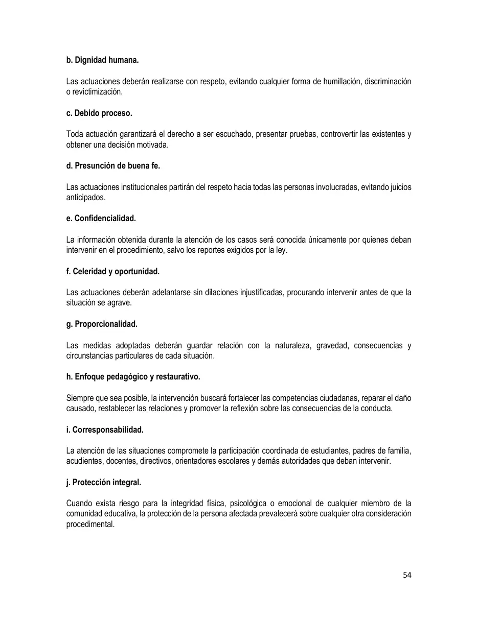 Página del Manual de Convivencia