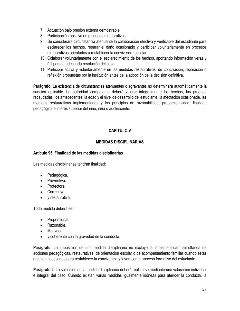 Página del Manual de Convivencia