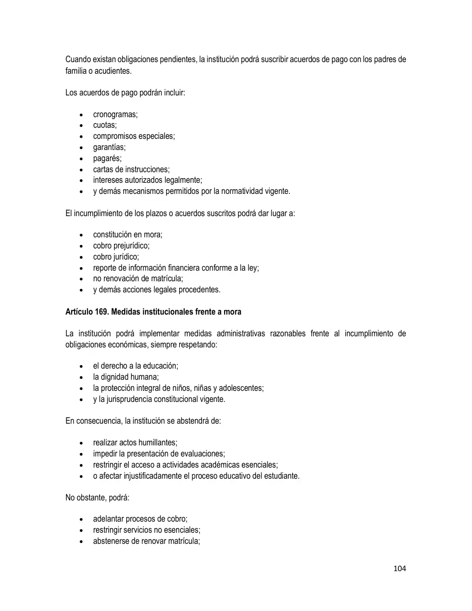 Página del Manual de Convivencia