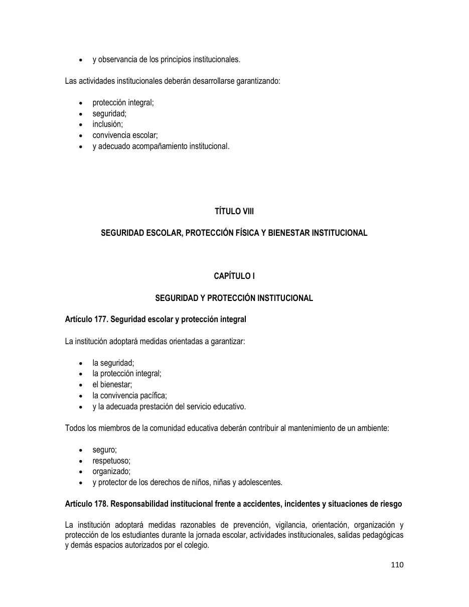 Página del Manual de Convivencia