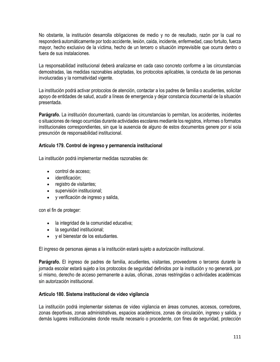 Página del Manual de Convivencia
