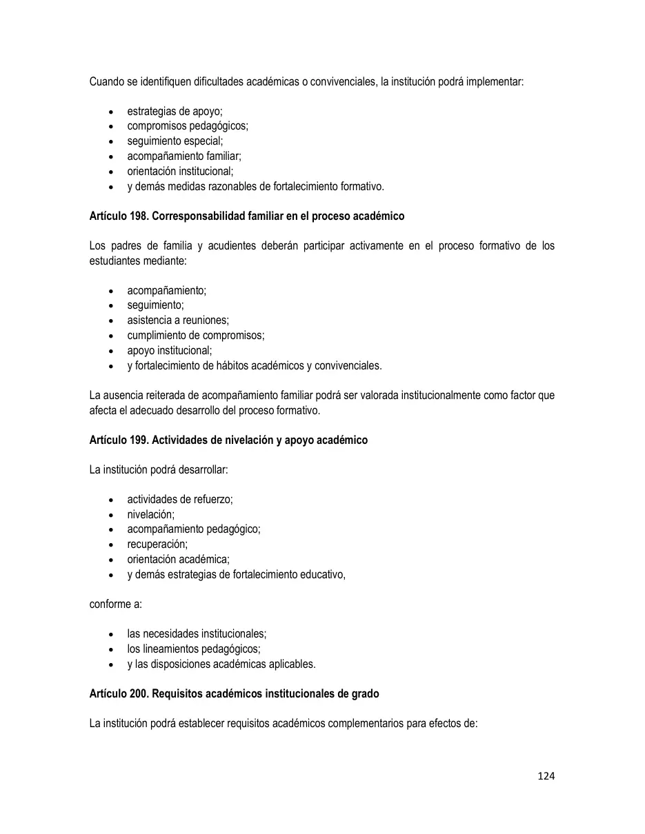 Página del Manual de Convivencia