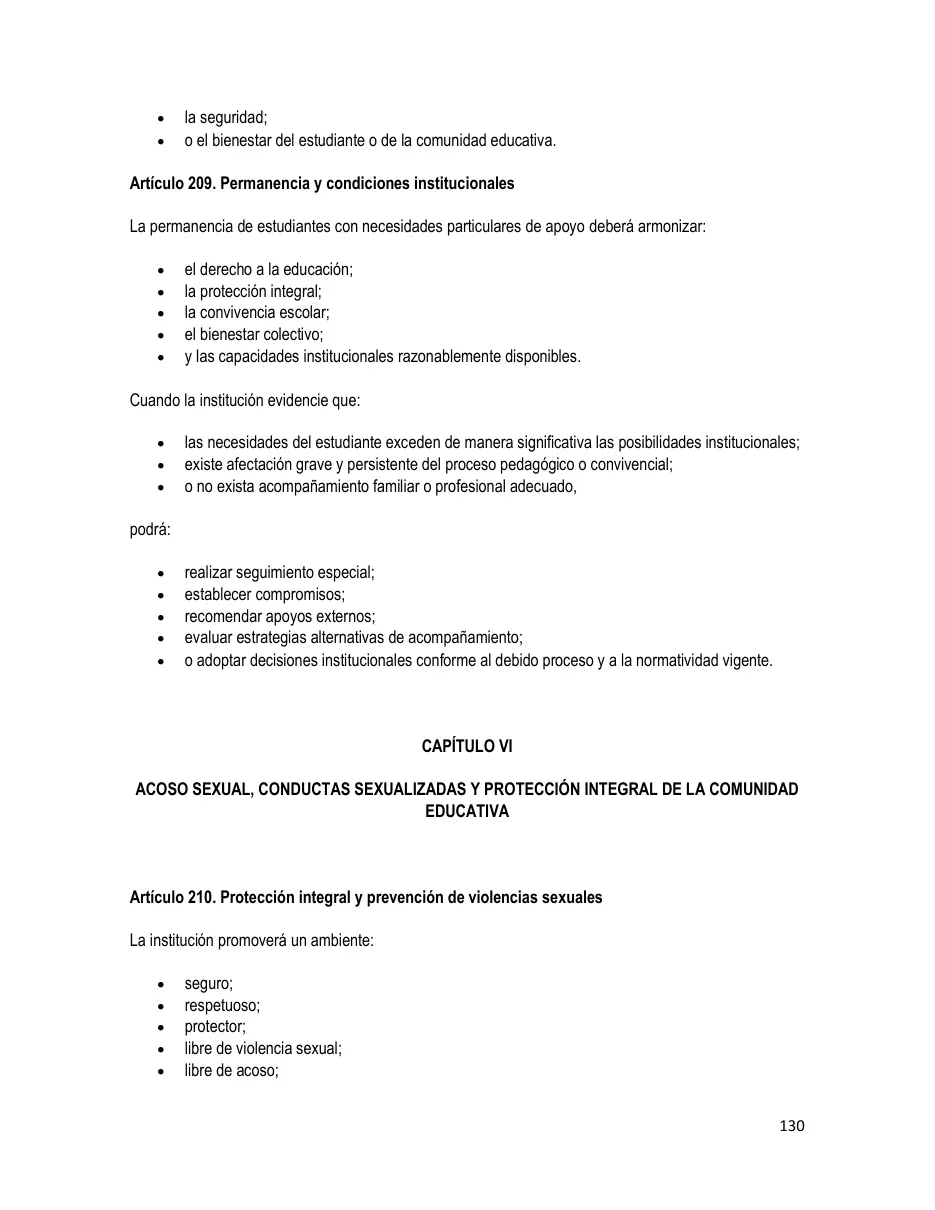 Página del Manual de Convivencia