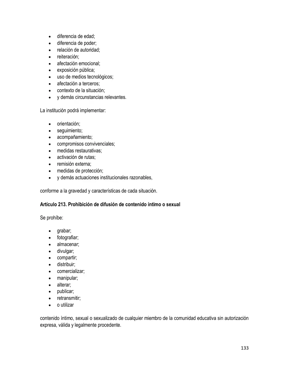 Página del Manual de Convivencia