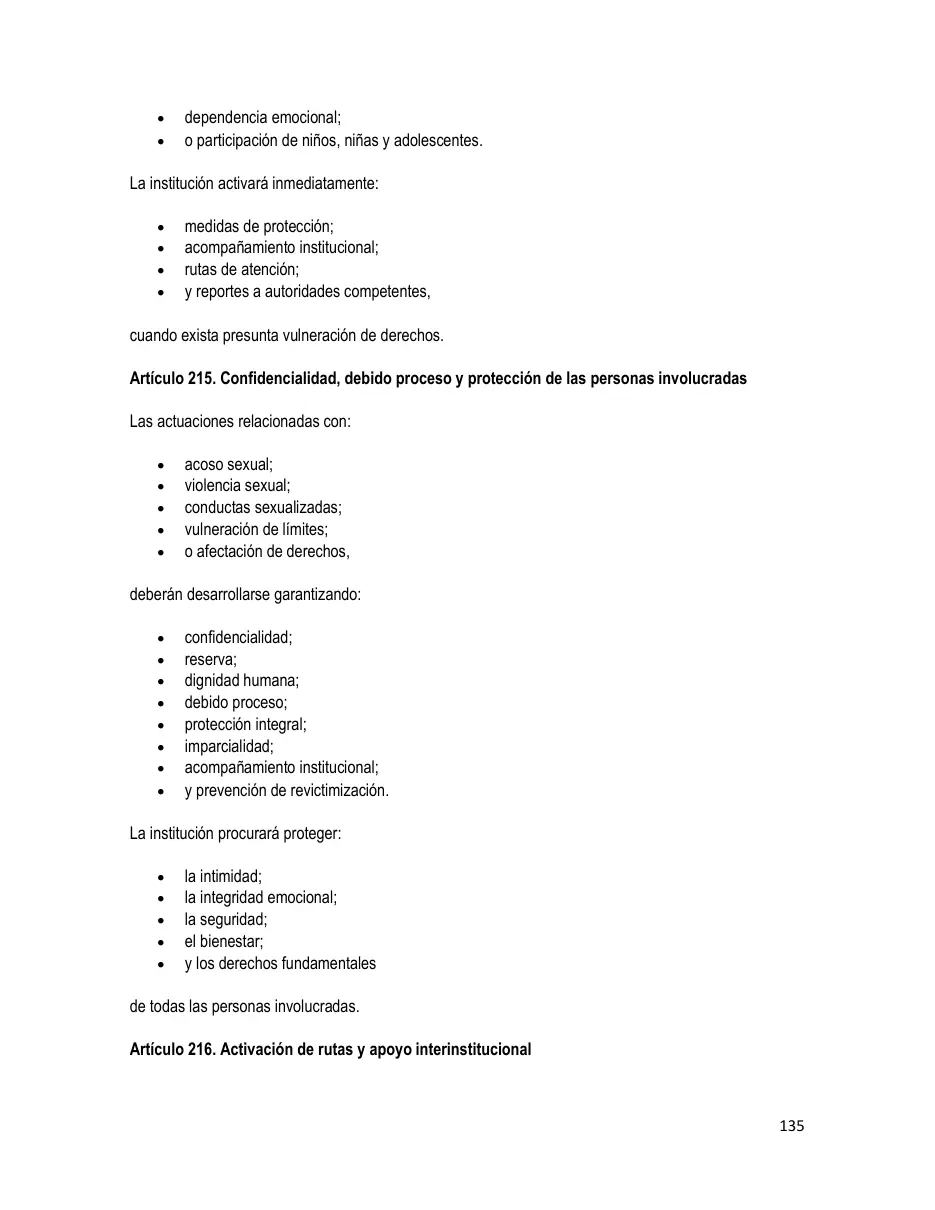 Página del Manual de Convivencia